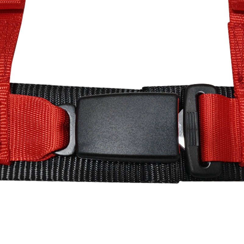 Universal 3" Wide 4 Point Buckle Racing Seat Belt Harness Nylon Red