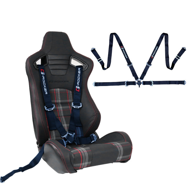 Universal 4 Point Cam-Lock Black Racing Harness Seat Belt Nylon