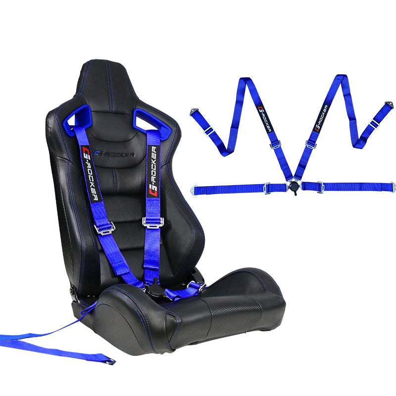 Universal 4 Point Cam-Lock Blue Racing Harness Seat Belt Nylon