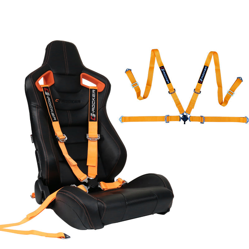 Universal 4 Point Cam-Lock Orange Racing Harness Seat Belt Nylon