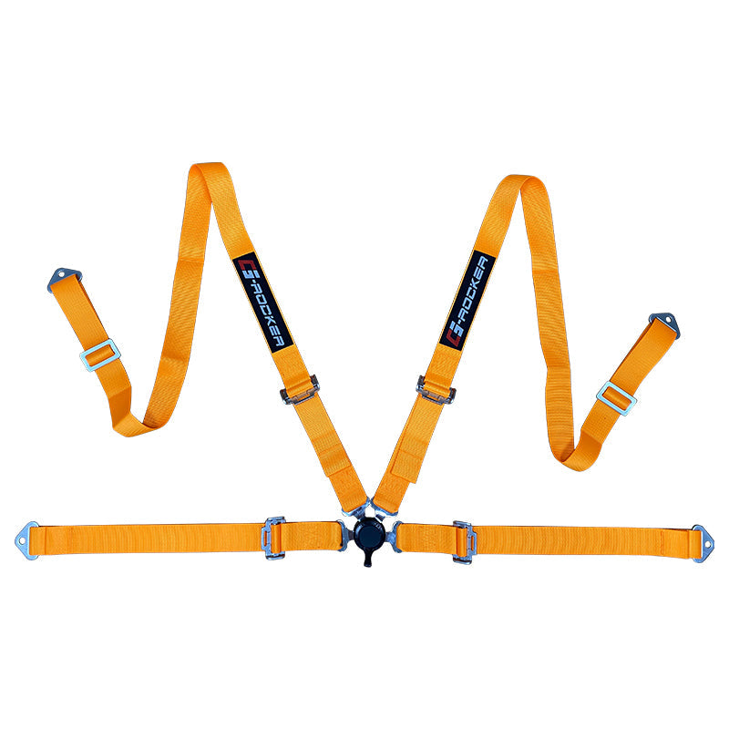 Universal 4 Point Cam-Lock Orange Racing Harness Seat Belt Nylon