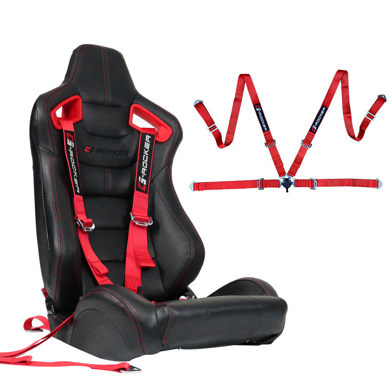 Universal 4 Point Cam-Lock Red Racing Harness Seat Belt Nylon