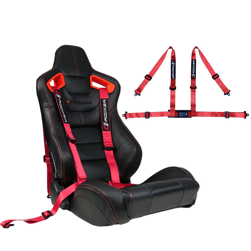Universal 4 Point Buckle Red Racing Harness Racing Seat Belt Nylon