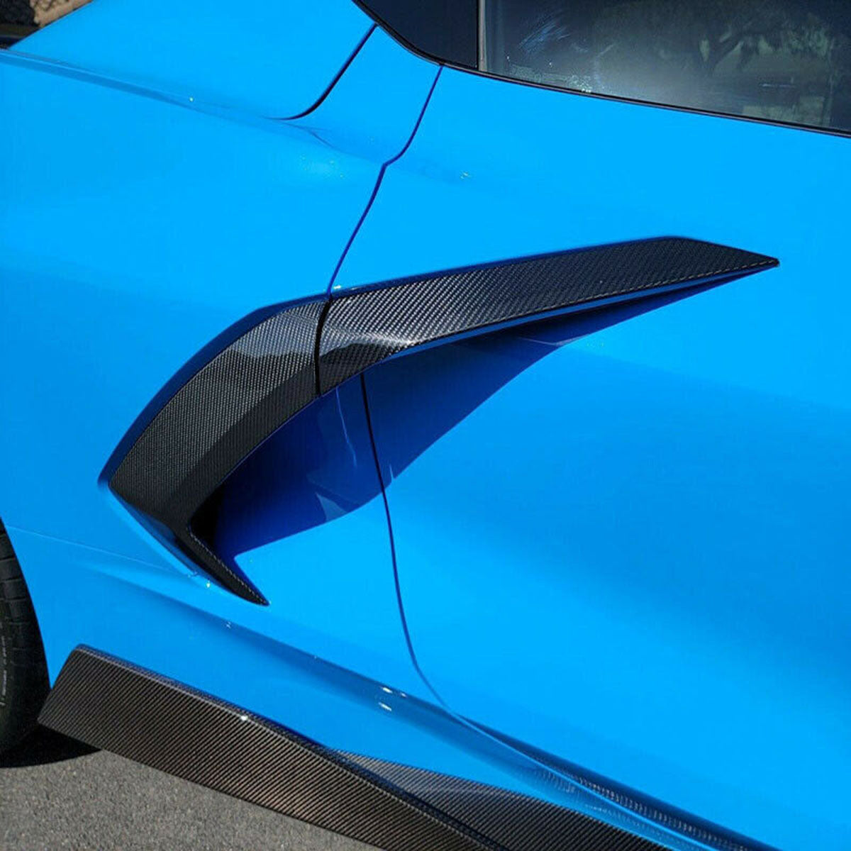 2020-2025 Chevy Corvette Gloss Black Fender Door Vent Dry Carbon Fiber