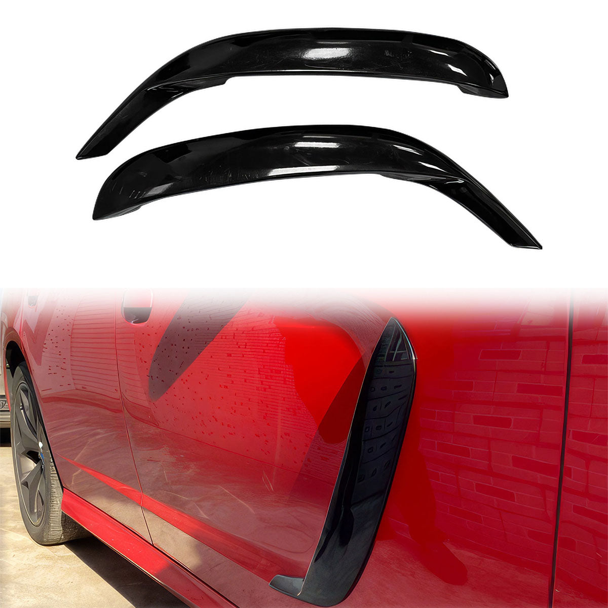 2011-2023 Dodge Charger IKON1 Style Side Fin Vents Gloss Black ABS