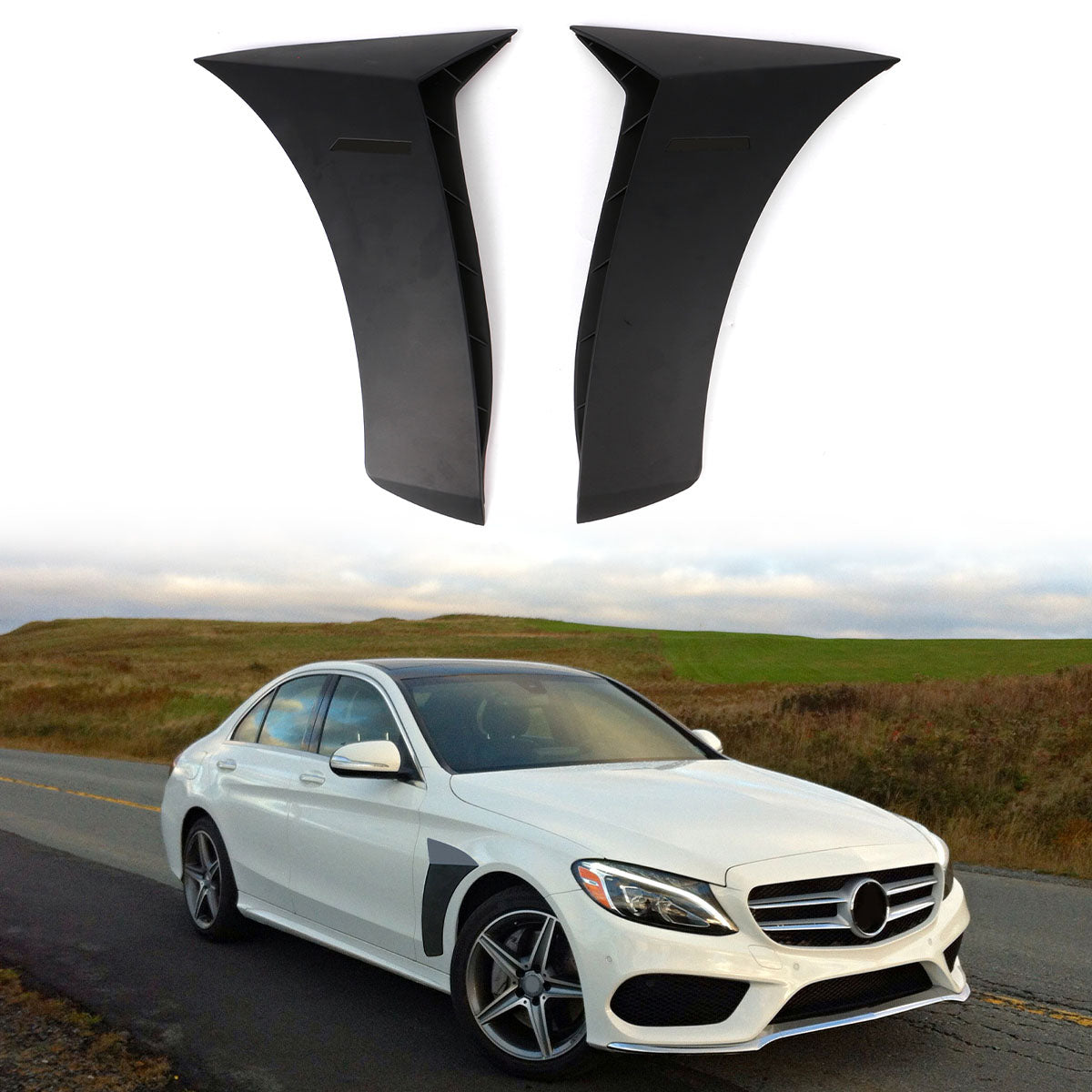 2015-2018 Benz W205 C-Class Sedan Black Side Fender Vent Cover ABS