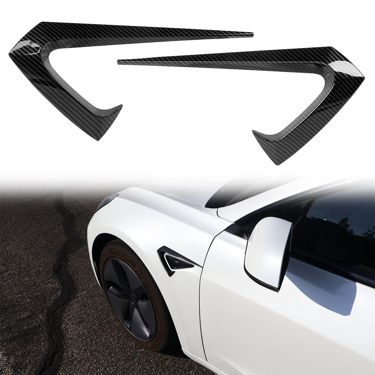 2017-2023 Tesla Model 3 Side Fender Camera Vent Cover Trim ABS