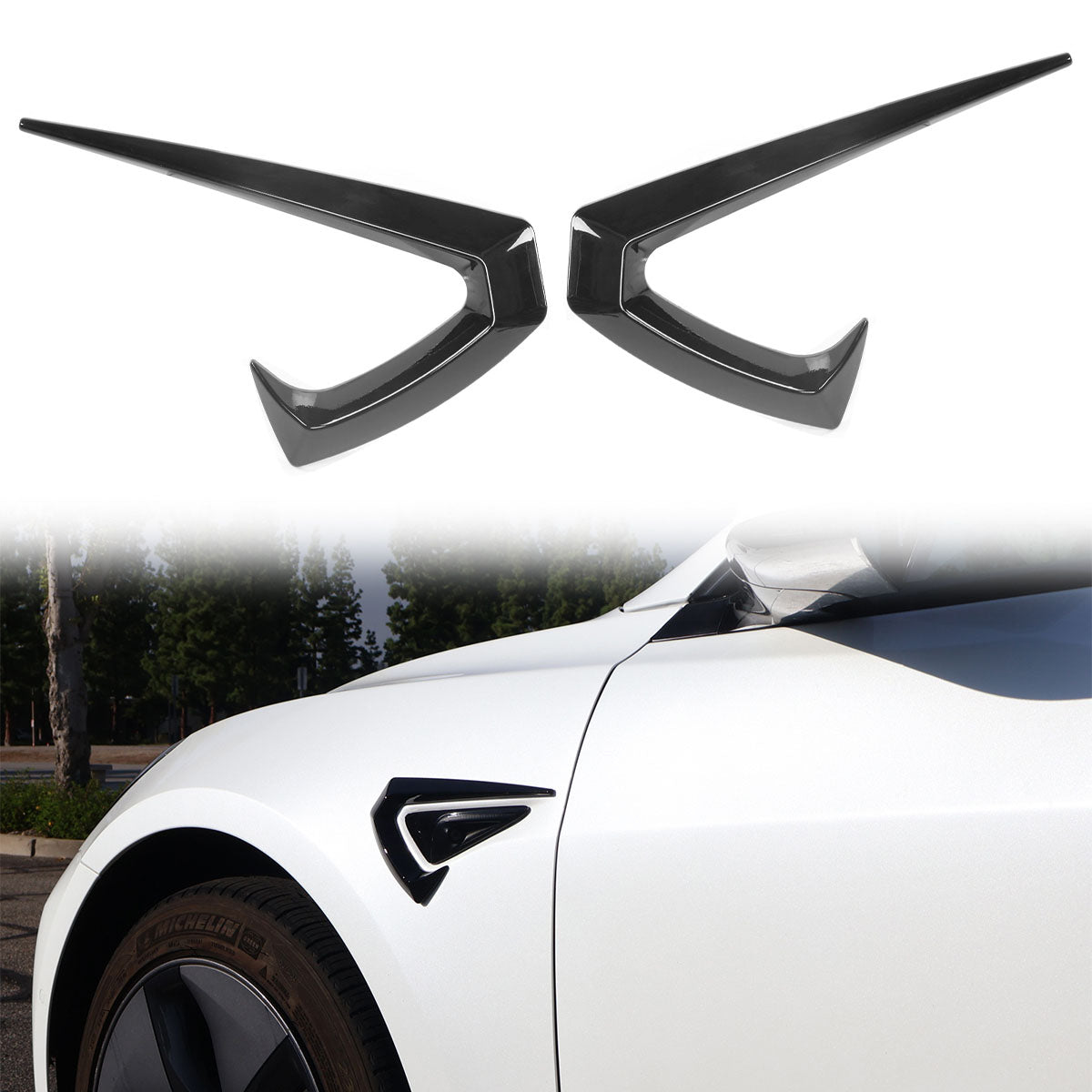 2017-2023 Tesla Model 3 Side Fender Camera Vent Cover Trim ABS