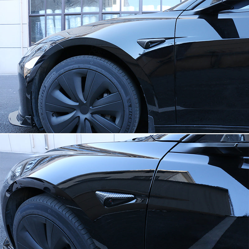 2024 Tesla Model 3 V2 Style Carbon Fiber Print Camera Flank Cover Trim