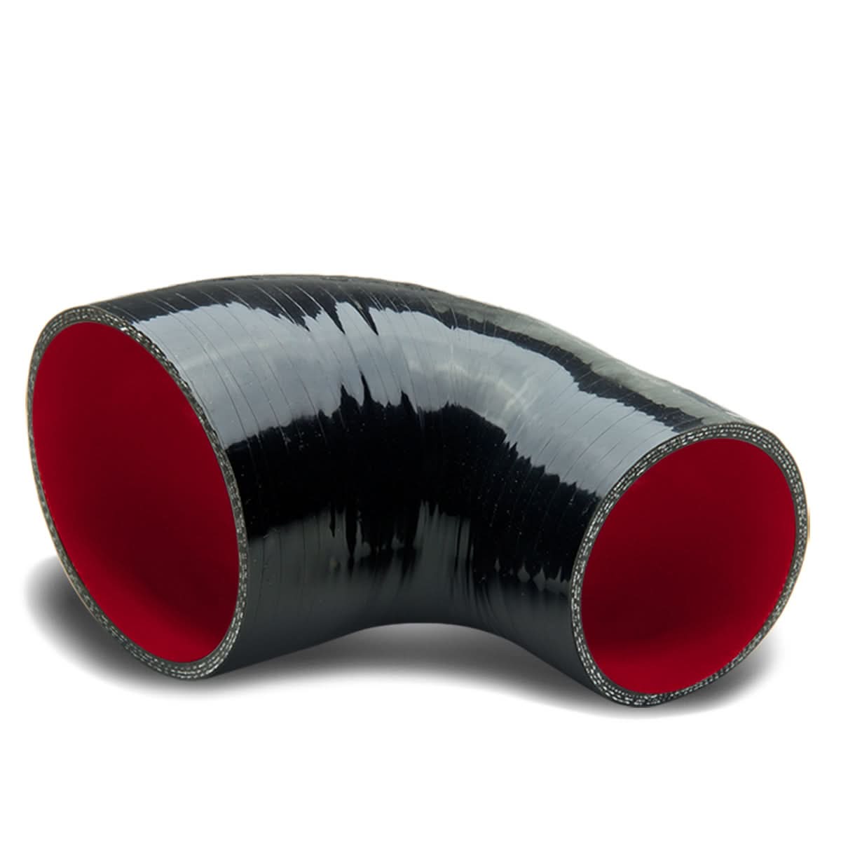 3.00" to 4.00" Silicone Reducer Hose 90 Degree 3-Ply Black/Red