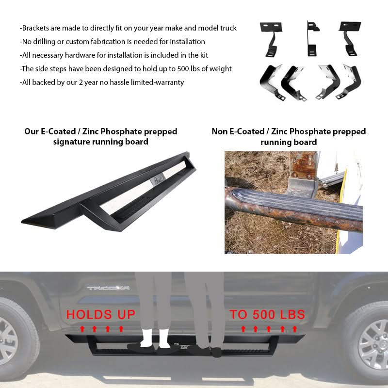 2009-2023 Dodge Ram 1500 IKON V1 Style Black Running Board Solid Steel