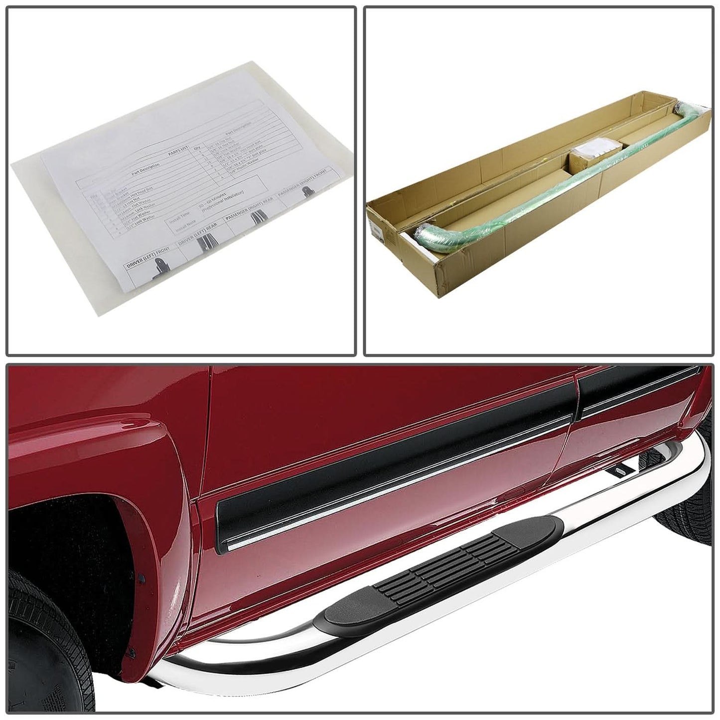 87-06 Jeep Wrangler 3" Round Nerf Bar Step Bar Chrome