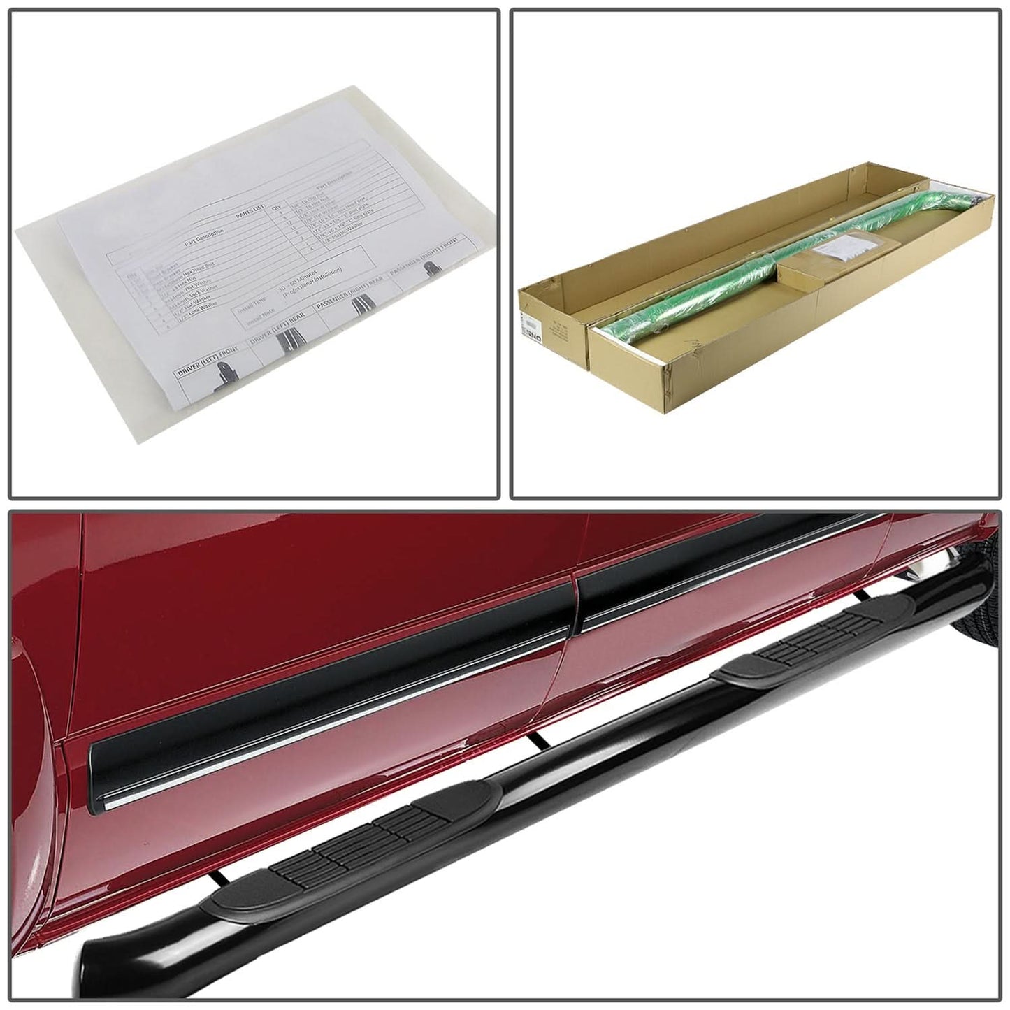 2019-2020 Chevrolet Silverado GMC Sierra 3" Nerf Bars - Black