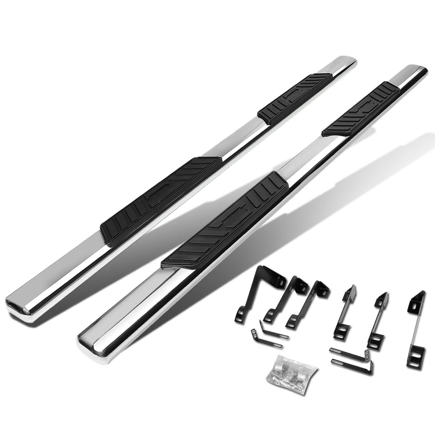 99-16 Chevy Silverado GMC Sierra 5" Oval Nerf Bar Step Bar Silver