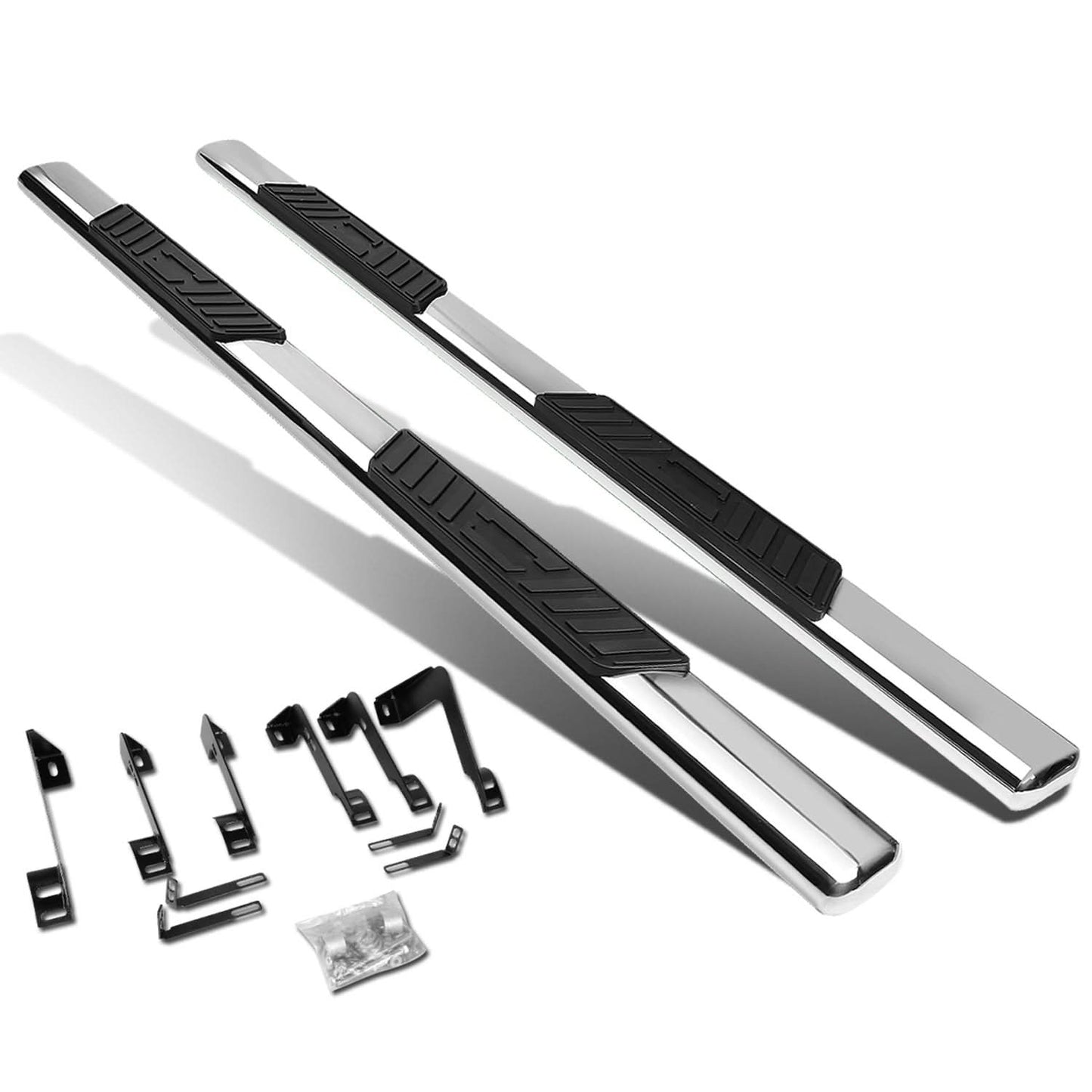 99-16 Chevy Silverado GMC Sierra 5" Oval Nerf Bar Step Bar Silver