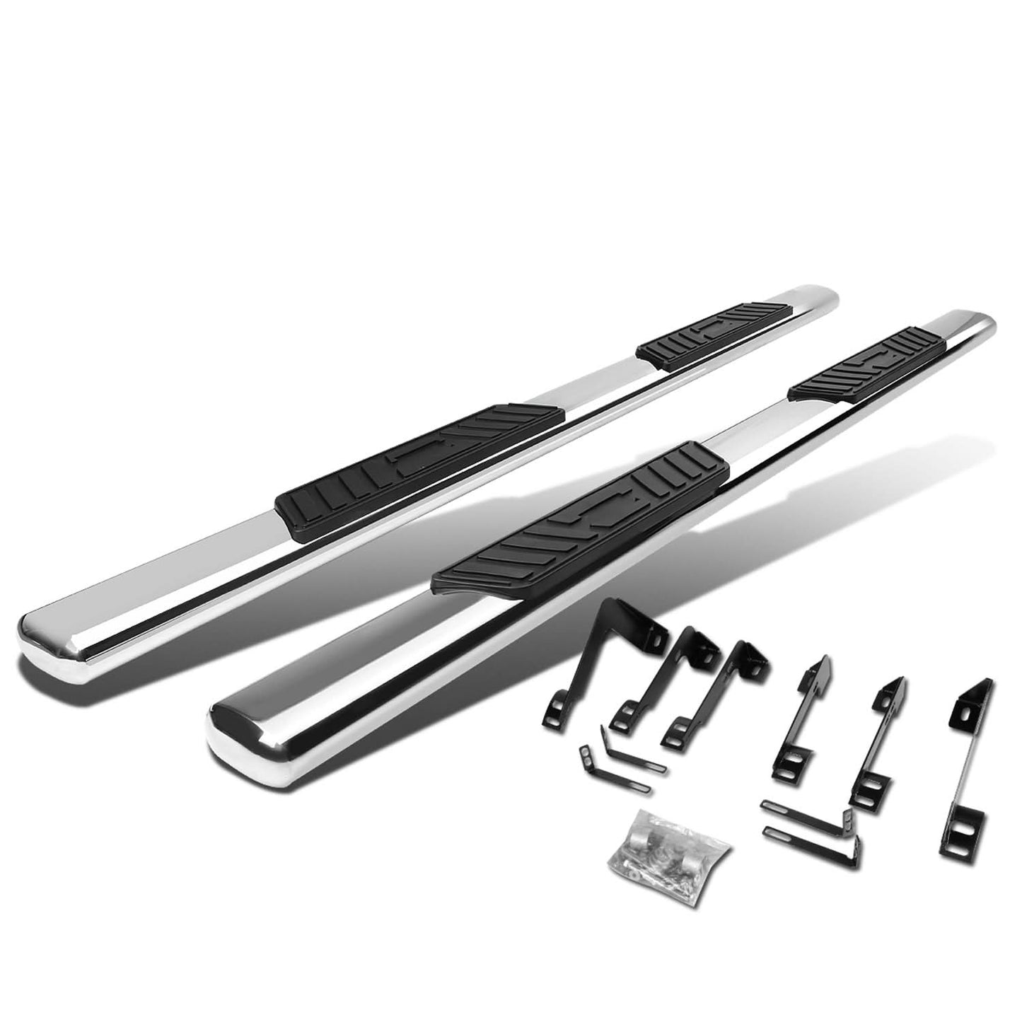 99-16 Chevy Silverado GMC Sierra 5" Oval Nerf Bar Step Bar Silver