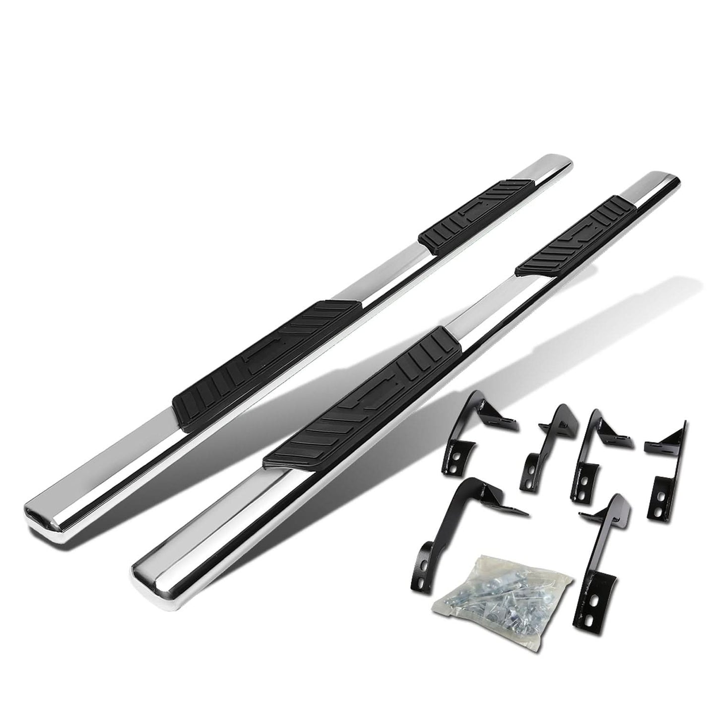 2009-2016 Dodge RAM 5" Oval Straight Nerf Bars - Quad Cab Silver