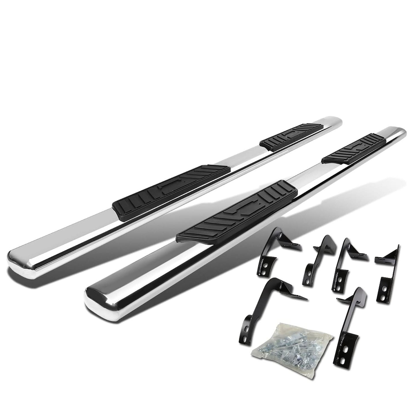 2009-2016 Dodge RAM 5" Oval Straight Nerf Bars - Quad Cab Silver