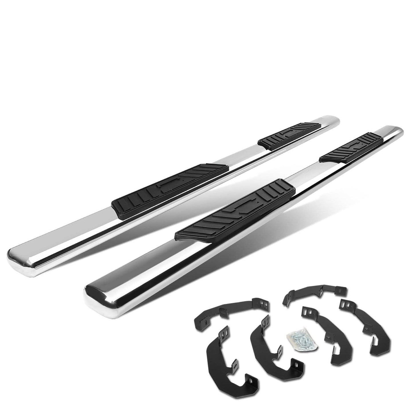 2019-2020 Chevrolet Silverado Crew Cab 5" Oval Nerf Bars Silver
