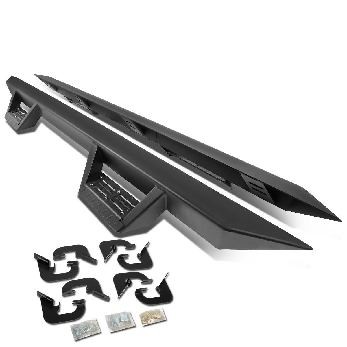 07-17 Chevrolet Silverado Crew Cab Step Down Nerf Bars - Black
