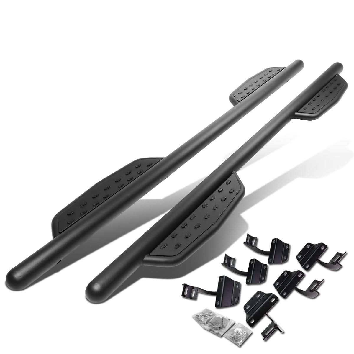 2015-2017 Ford F-150 Crew Cab 3" Round Extended Step Bars - Matte Black