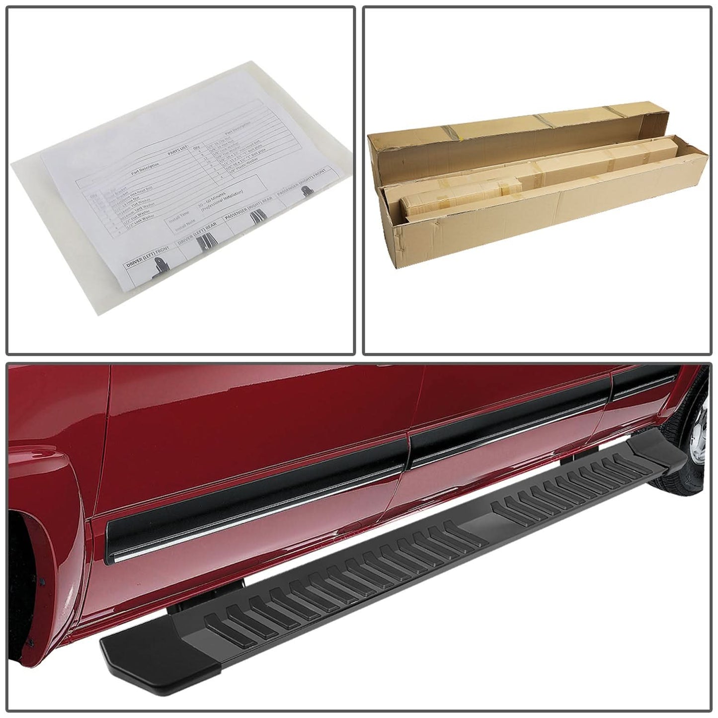 2004-2014 Ford F-150 Crew Cab 6.25" Nerf Bars - Black Aluminum
