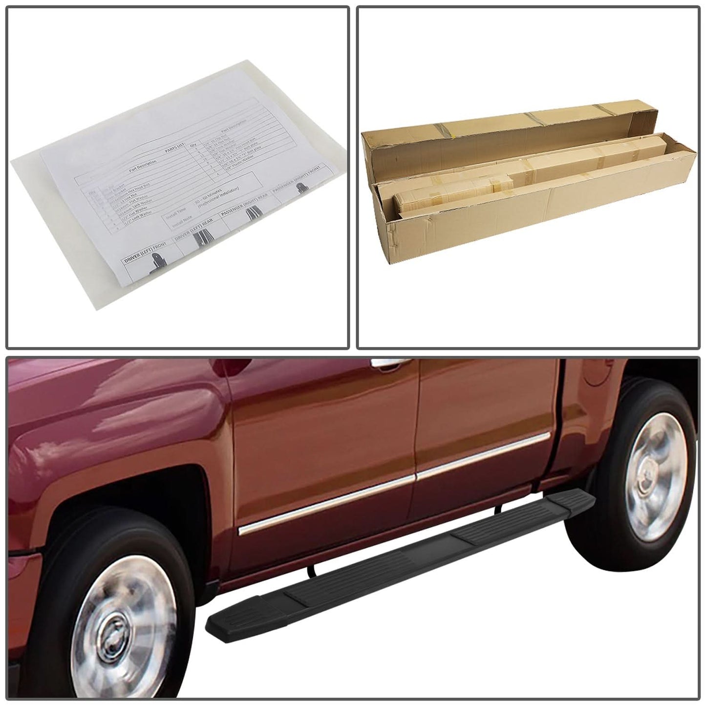 2019-2020 Chevrolet Silverado GMC Sierra 6" Crew Cab Nerf Bars Black