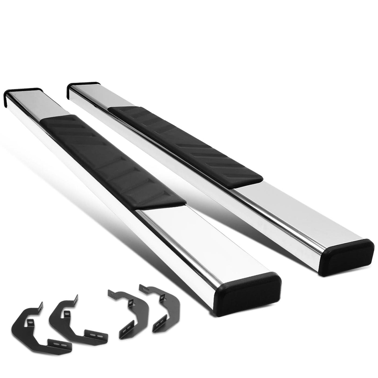 07-19 Chevrolet Silverado GMC Sierra 4.75" Nerf Step Bars Chrome Black