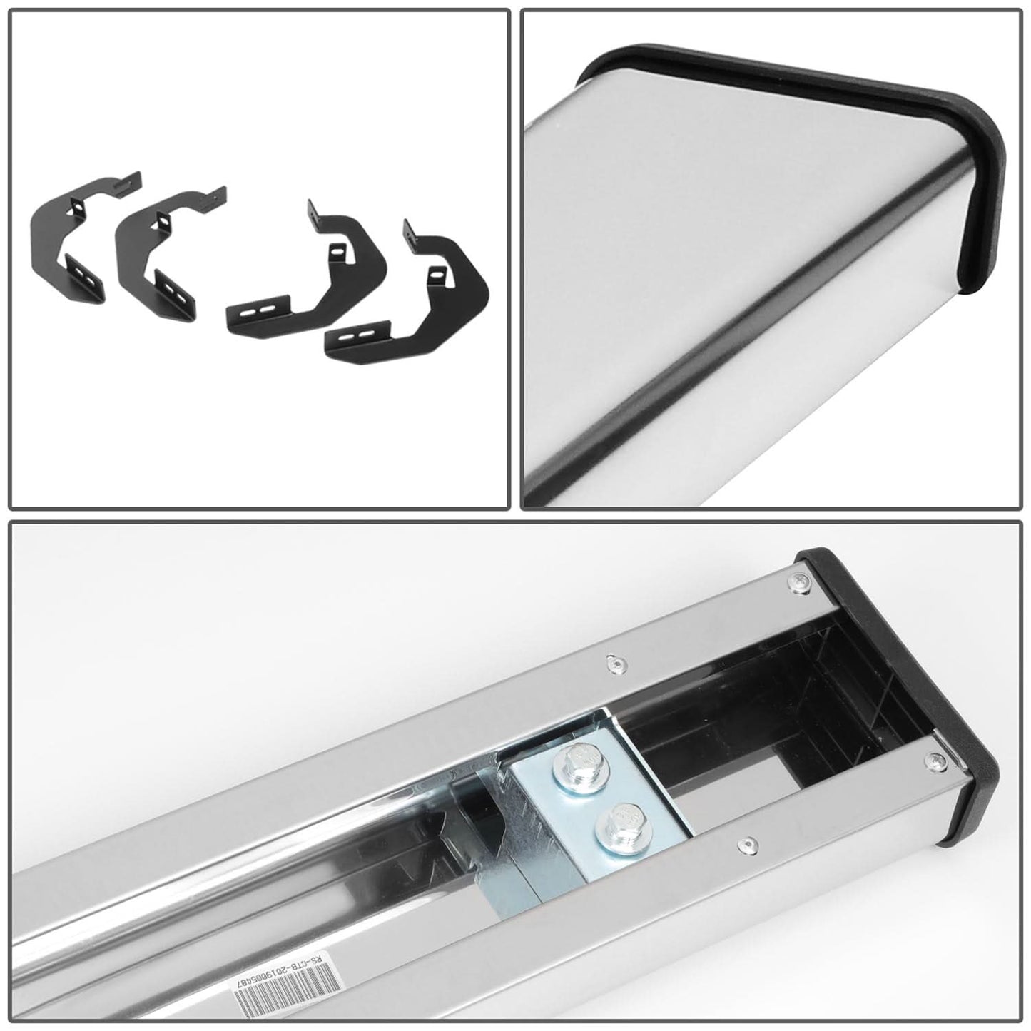 07-19 Chevrolet Silverado GMC Sierra 4.75" Nerf Step Bars Chrome Black