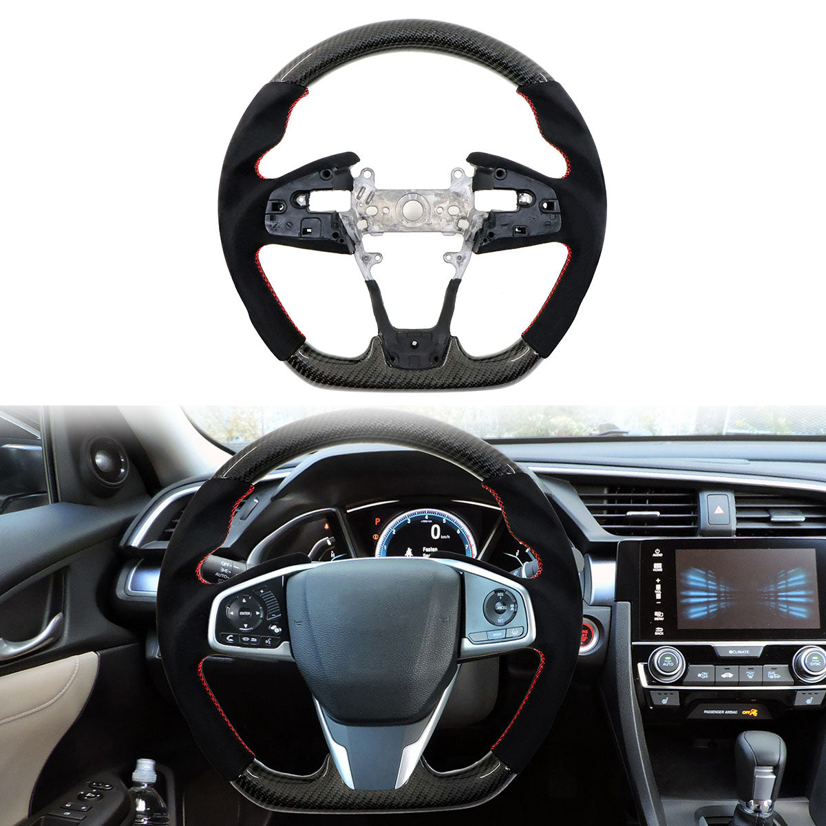 2016-2021 Civic Carbon Fiber Steering Wheel
