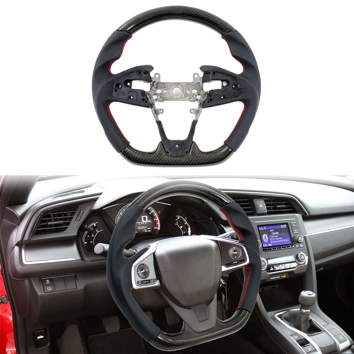 2016-2021 Civic Carbon Fiber Steering Wheel