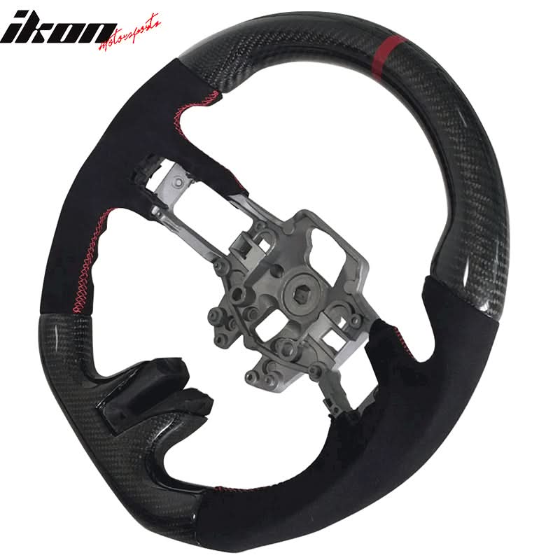 2015-2017Â Ford Mustang V3 Steering WheelMatte CF Synthetic Suede Red R