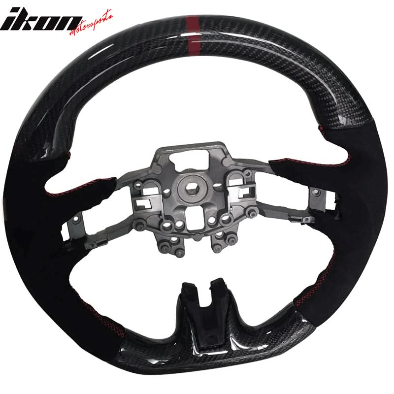 2015-2017Â Ford Mustang V3 Steering WheelMatte CF Synthetic Suede Red R