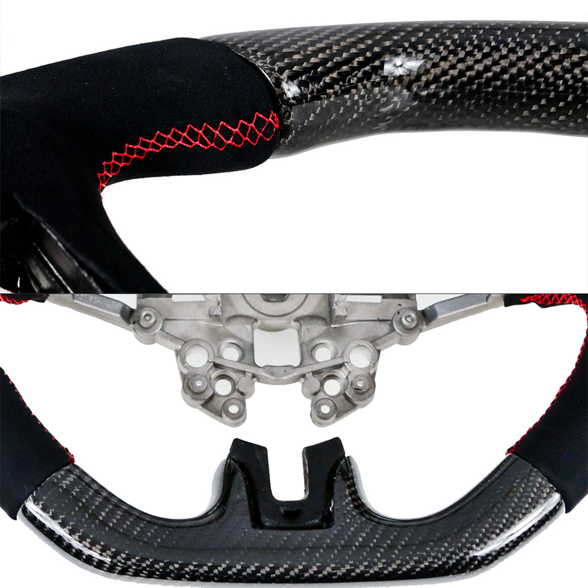 2018-2023 Ford Mustang V1 Steering Wheel w/ Red Stitching Carbon Fiber