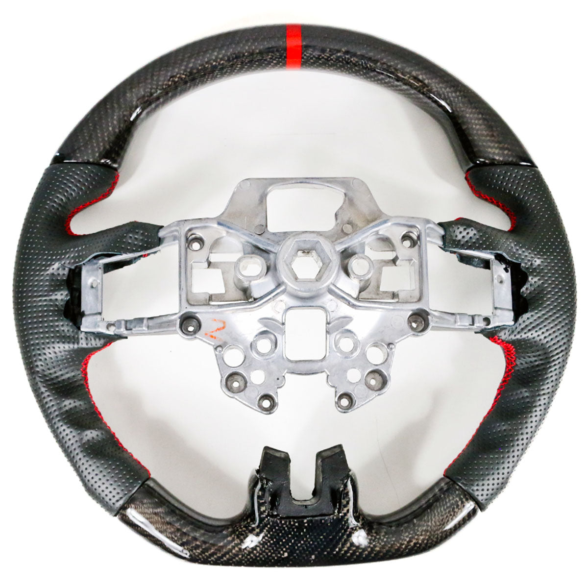 2018-2023 Ford Mustang V1 Steering Wheel w/ Red Stitching Carbon Fiber