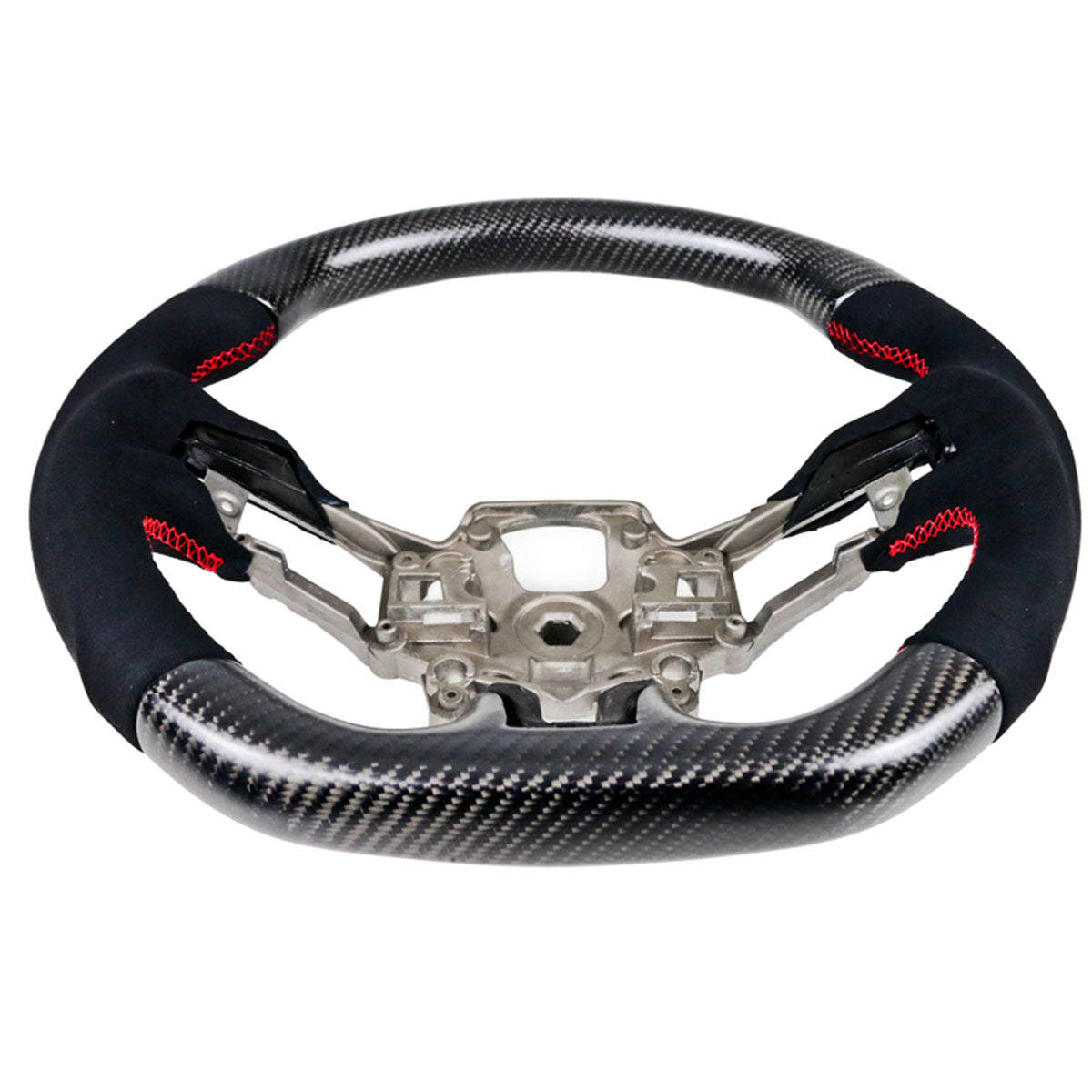 2018-2023 Ford Mustang V1 Steering Wheel w/ Red Stitching Carbon Fiber