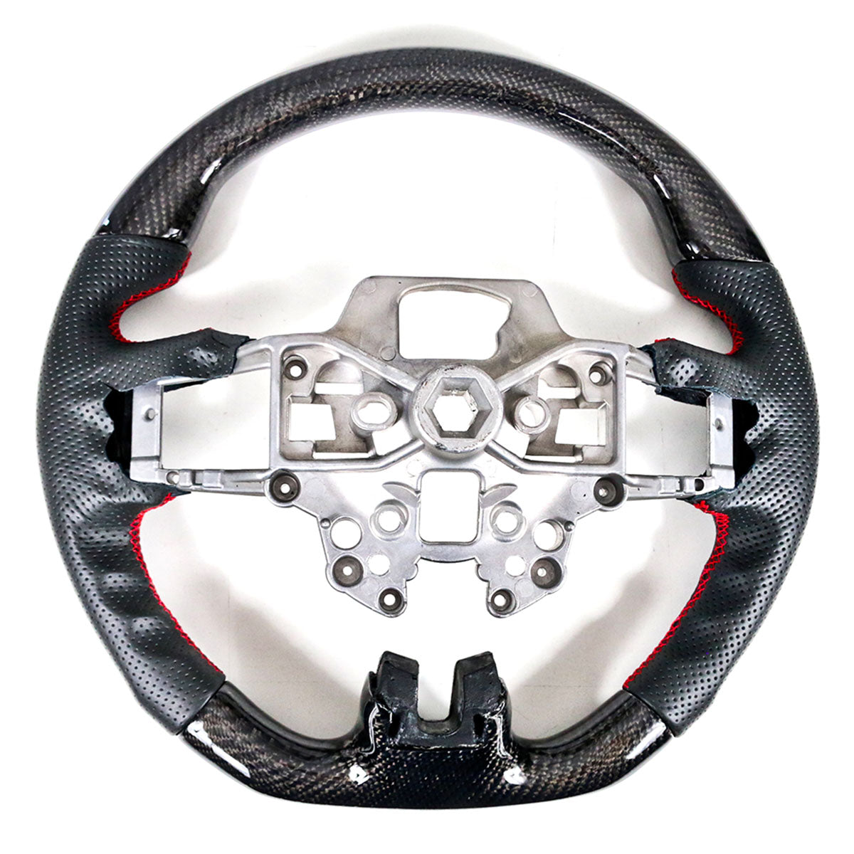 2018-2023 Ford Mustang V1 Steering Wheel w/ Red Stitching Carbon Fiber