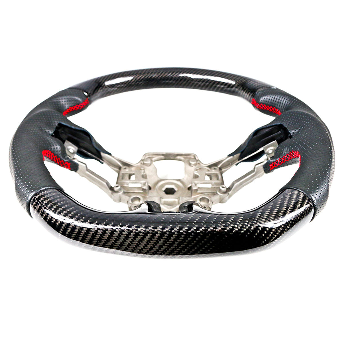 2018-2023 Ford Mustang V1 Steering Wheel w/ Red Stitching Carbon Fiber