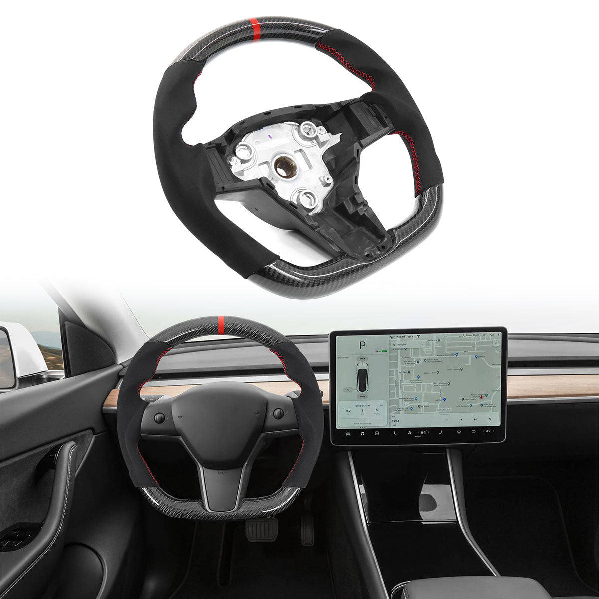 2017-2023 Tesla 3 Y Carbon Fiber Steering Wheel