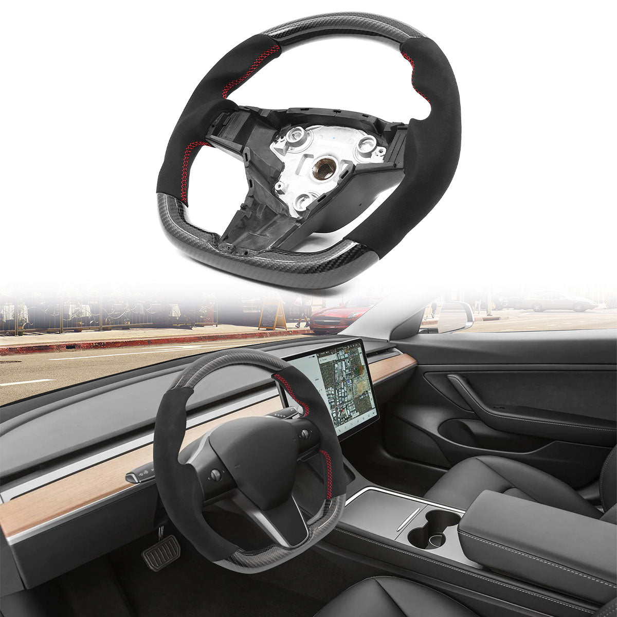 2017-2023 Tesla 3 Y Carbon Fiber Steering Wheel