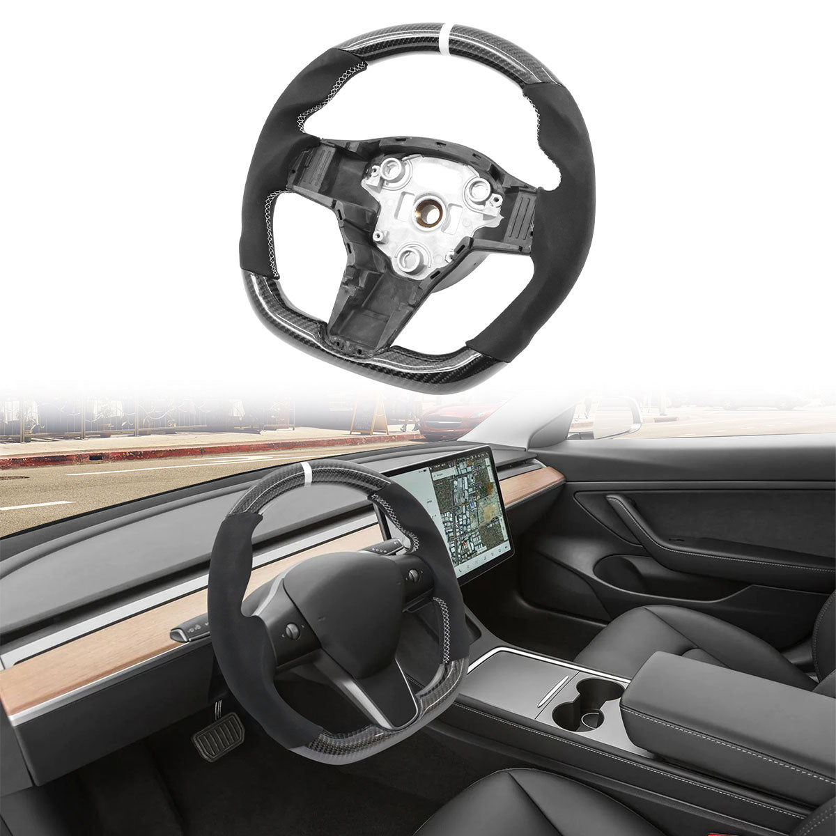 2017-2023 Tesla 3 Y Carbon Fiber Steering Wheel