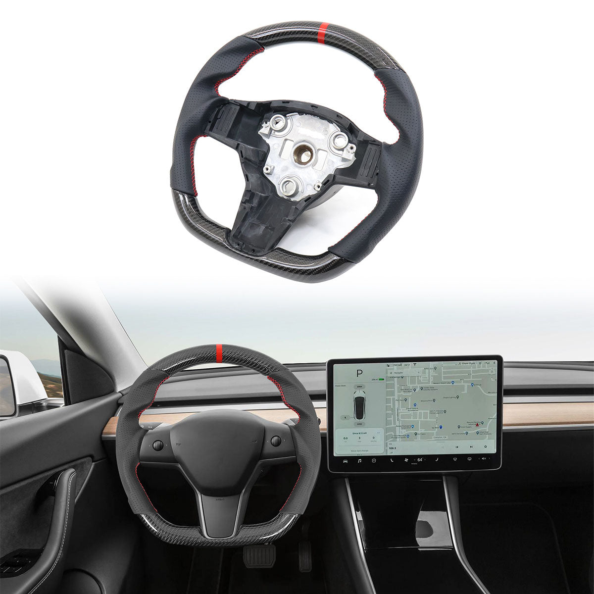 2017-2023 Tesla 3 Y Carbon Fiber Steering Wheel