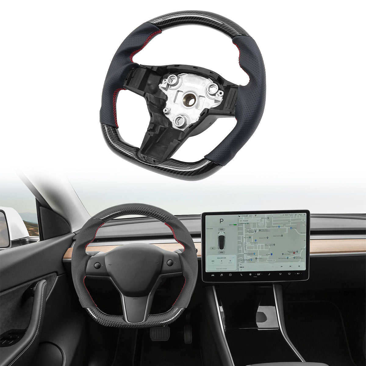 2017-2023 Tesla 3 Y Carbon Fiber Steering Wheel