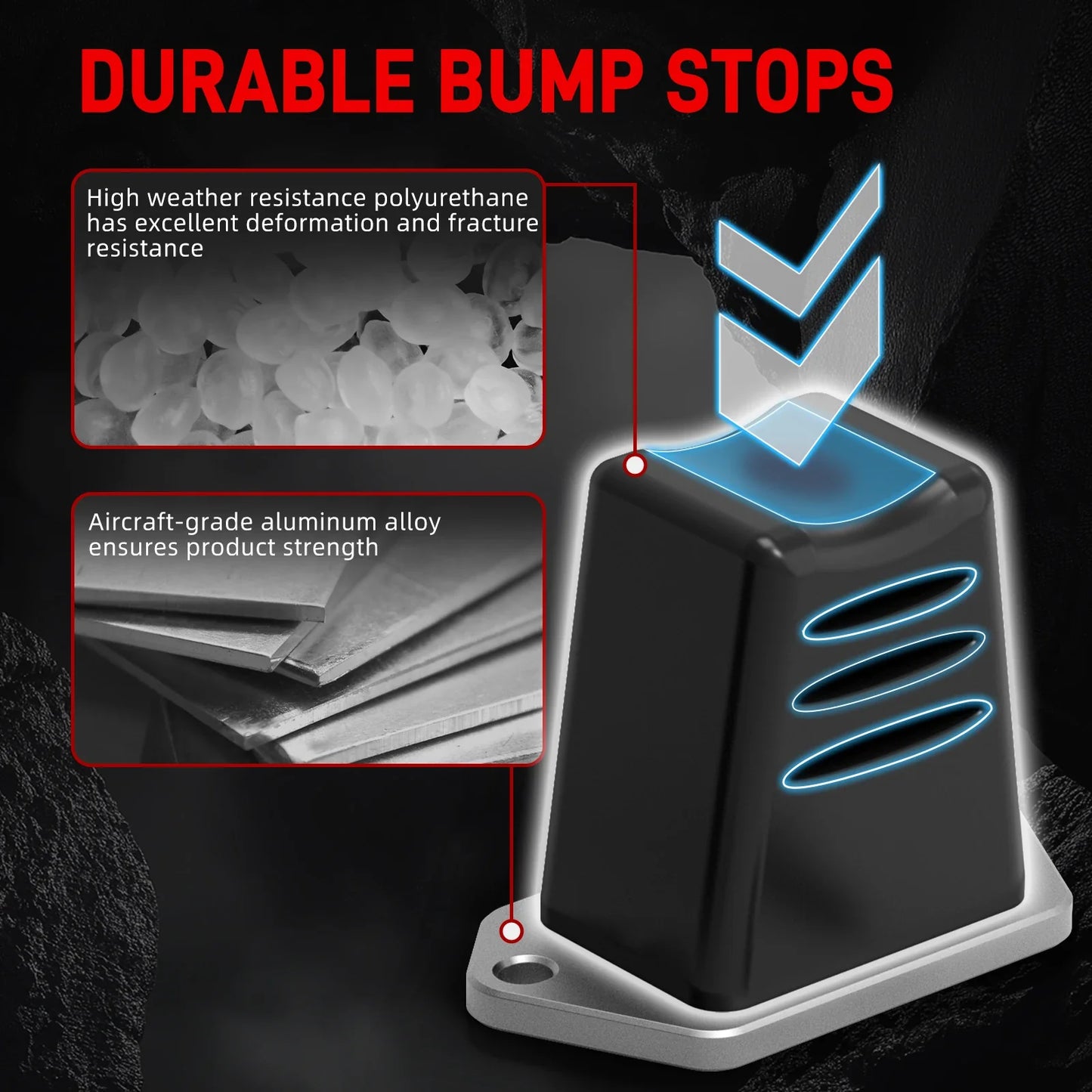 Toyota 4Runner / FJ Cruiser Polyurethane Billet Aluminum Rear Suspension Bump Stops 30mm Extended 2003 - 2024