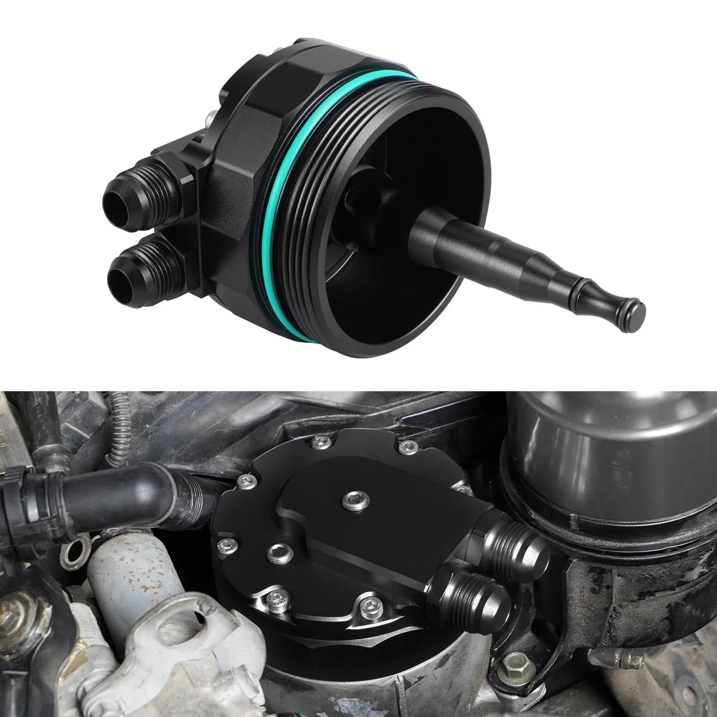 BMW M52 M54 Oil Filter Cap Adapter for External Oil Cooler (AN10 Ports)