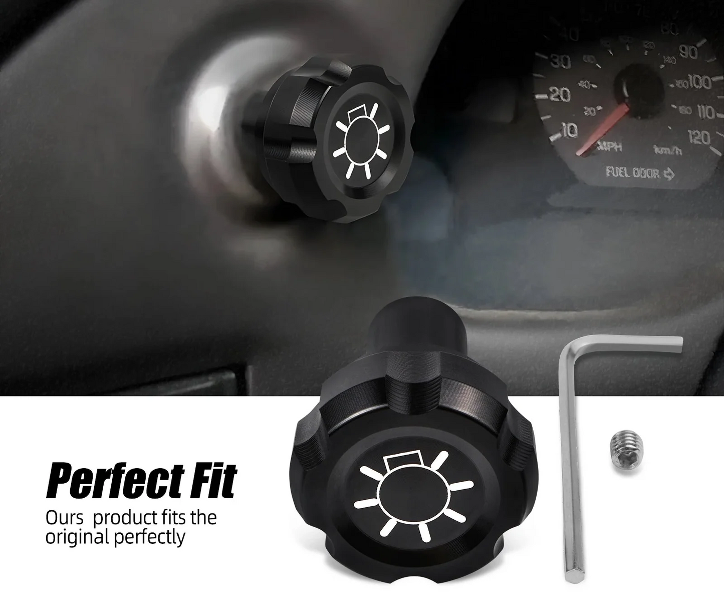 Ford Bronco / F-150 / F-250 / F-350 & Mustang Billet Aluminum Headlight Switch Knob 1992 - 2004 (Replaces F5TZ11661A / F5ZZ11661A)