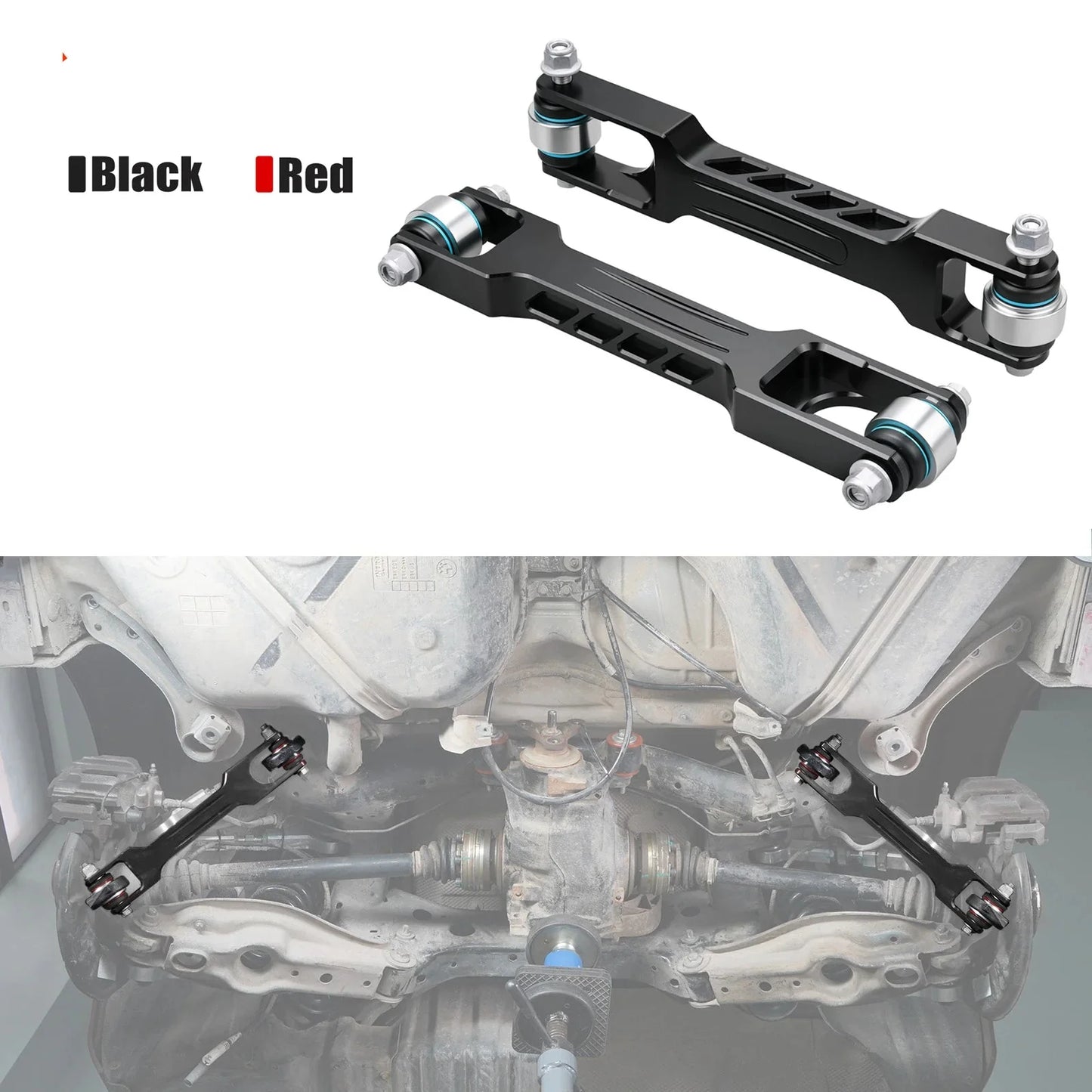 BMW E81 / E82 / E87 / E88 1 Series, E90 / E91 / E92 / E93 3 Series & E84 X1 Billet Aluminum Rear Trailing Arm & Monoball Bearing Kit 2005 - 2015 (Replaces 33322406291 / 33326763477 / 33326763092)