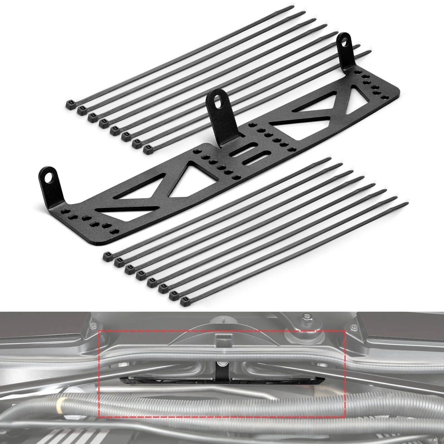 BMW E81 / E82 / E87 / E88 1 Series & E90 / E91 / E92 / E93 3 Series Steel Wiring Harness Mounting Bracket Kit for Cowl Delete Engine Bay (2005 - 2013)