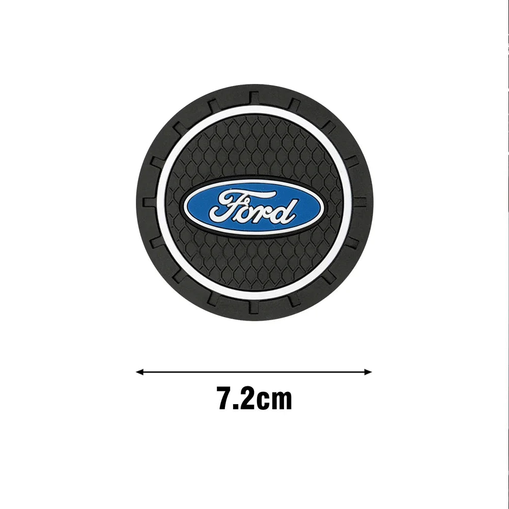 Ford Silicone Anti-Slip Car Coaster / Cup Mat for Focus MK2 / MK3 / MK4 / MK5, Fiesta MK7, Mondeo MK4 & Fusion (1-2 Piece Set)