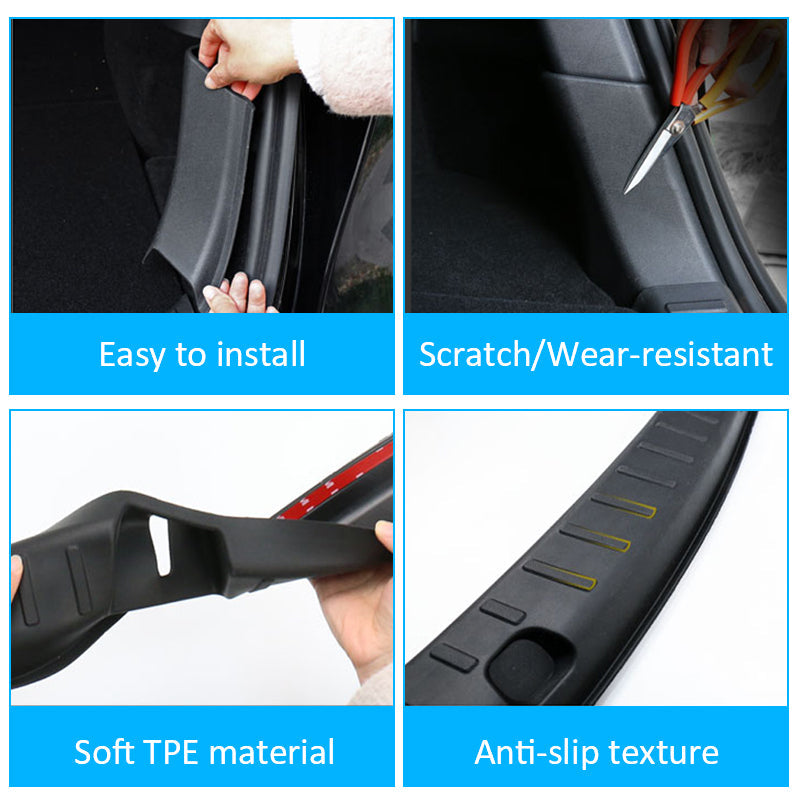 2020-2023 Tesla Model Y Black Rear Trunk Bumper Sill Guard TPE + PP